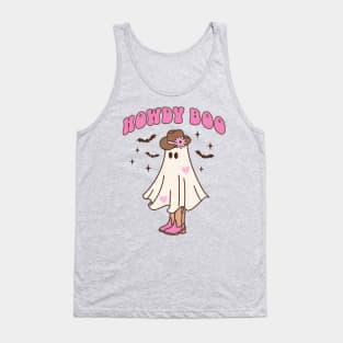 Western Retro Halloween Ghost Happy Howdy Boo Pink Tank Top